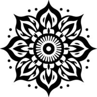 Mandala - - schwarz und Weiß isoliert Symbol - - Vektor Illustration