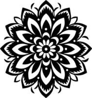 Mandala - - schwarz und Weiß isoliert Symbol - - Vektor Illustration