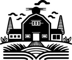 Bauernhof, schwarz und Weiß Vektor Illustration