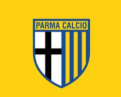 parma klubb symbol logotyp serie en fotboll calcio Italien abstrakt design vektor illustration med gul bakgrund