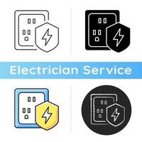 Überspannungsschutz-Symbol. Schutz der Elektroinstallation. Vorbeugung gegen Spannungsspitzen. Gerätesicherheit im Haushalt. lineare Schwarz- und RGB-Farbstile. isolierte vektorillustrationen vektor