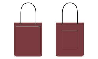 Tasche Hand Tasche Vektor Illustration Vorlage Vorderseite und zurück Ansichten