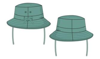 hink hatt keps teknisk teckning mode platt skiss vektor illustration mall främre och tillbaka visningar