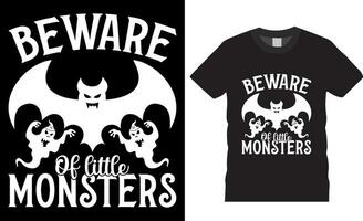 halloween rolig akta sig av liten monster vektor grafisk t-shirt design