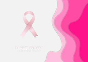 Brust Krebs Bewusstsein Monat. Rosa Papier wellig Hintergrund und Band Band vektor