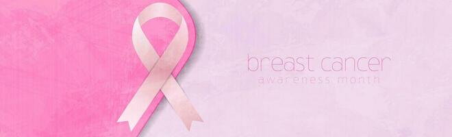 Brust Krebs Bewusstsein Monat. Grunge Banner und Rosa Band Band vektor