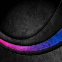 schwarz Grunge und Neon- Wellen abstrakt retro Hintergrund vektor