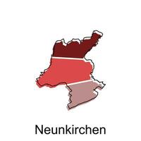Karta av neunkirchen geometrisk färgrik illustration design mall, Tyskland Land Karta på vit bakgrund vektor