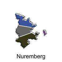 Karta av Nürnberg geometrisk färgrik illustration design mall, Tyskland Land Karta på vit bakgrund vektor
