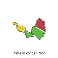 Karta av ostheim vor der rhon geometrisk färgrik illustration design mall, Tyskland Land Karta på vit bakgrund vektor