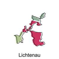 Karta av lichtenau färgrik med översikt design, värld Karta Land vektor illustration mall