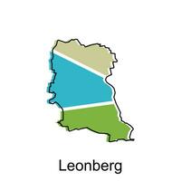 Leonberg Stadt Karte. Vektor Karte von Deutsche Land Design Vorlage mit Gliederung Grafik bunt Stil auf Weiß Hintergrund