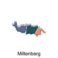 Miltenberg Stadt Karte. Vektor Karte von Deutsche Land Design Vorlage mit Gliederung Grafik bunt Stil auf Weiß Hintergrund
