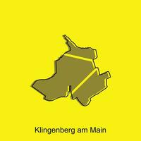 Klingenberg bin Main Stadt Karte Illustration. vereinfacht Karte von Deutschland Land Vektor Design Vorlage