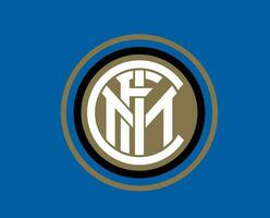 inter milan klubb symbol logotyp serie en fotboll calcio Italien abstrakt design vektor illustration med blå bakgrund