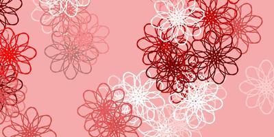 ljus orange vektor doodle textur med blommor.