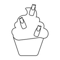 Cupcake Süss Finger Grün Linie Gekritzel Symbol vektor