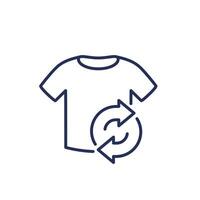 Recycling Kleider Symbol mit T-Shirt, Linie Vektor