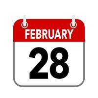 28 Februar, Kalender Datum Symbol auf Weiß Hintergrund. vektor