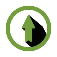 pil upp ikon grön runda design. enkel vektor illustration för app, webb.