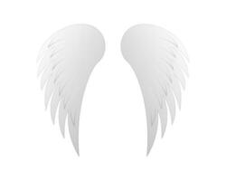 Engel Vogel Flügel. Weiß mit grau Gradient Flügel mit Gefieder zum Flug von Tiere und mythisch Vektor Kreaturen