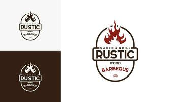årgång logotyp grilla grill. retro rustik babeque grill, grilla märka logotyp desain vektor. vektor