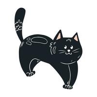 süß Katze. schwarz Kätzchen im Hand gezeichnet Stil. Vektor Illustration isoliert auf Weiß Hintergrund