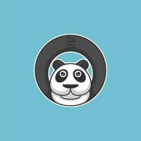 süßes Panda-Kopf-einfaches Logo vektor