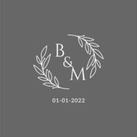 Initiale Brief bm Monogramm Hochzeit Logo mit kreativ Blätter Dekoration vektor