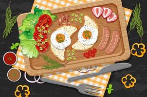 Brunch- oder Frühstücksgericht im Cartoon-Stil auf dem Tisch vektor