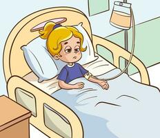 Vektor Illustration von ein krank Kind im Krankenhaus