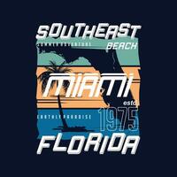 Miami Strand Süd-Ost Florida tropisch Sonnenuntergang, Surfen Fahrer, lange Strand, Vektor t Hemd drucken, Typografie Grafik Design, und andere verwenden