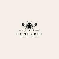 årgång honung bi djur logotyp mall illustration vektor
