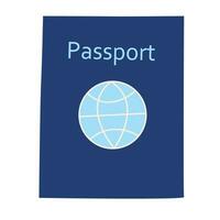 vektor pass ikon på en vit bakgrund. tecknad serie stil illustration av en utländsk pass med en klot
