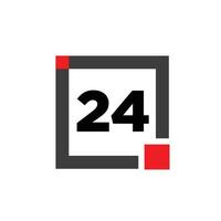 24 Nummer mit ein grau Platz Symbol. 24 Nummer Monogramm. vektor