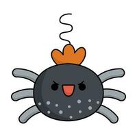 Vektor kawaii Spinne. süß lächelnd Halloween Charakter zum Kinder. komisch Herbst alle Heilige Tag Karikatur Tier Illustration. Samhain Party Insekt Symbol zum Kinder