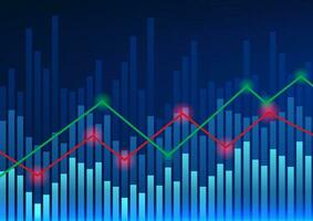 Technologie Hintergrund zeigen Lager Preis wie ein Graph benutzt zu messen das Preis von ein Unternehmen auf das Lager Markt zu erhöhen, ansteigen Investoren. Vektor Illustration von rot und Grün Linie graph.back Bar Graph