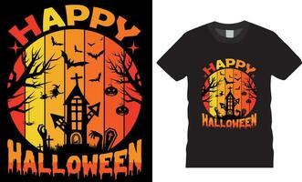 premie vektor, Lycklig halloween t-shirt design vektor mall