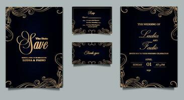 Luxus-Hochzeitseinladungskarten-Design-Set vektor