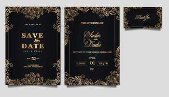 Luxus Jahrgang Hochzeit Einladung einstellen vektor