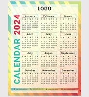 bunt Gradient 2024 Mauer Kalender Design im Vektor