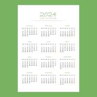 Kalender 2024 Design Vorlage. 2024 Papier Kalender Layout im druckbar Stil. Vektor Illustration