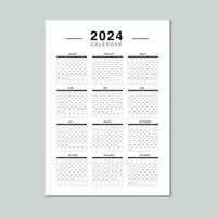 kalender 2024 design mall. 2024 papper kalender layout i tryckbar stil. vektor illustration