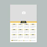 editierbar 2024 Kalender Design Vorlage zum glücklich Neu Jahr. Englisch Vektor Kalender Layout