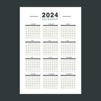 kalender 2024 design mall. 2024 papper kalender layout i tryckbar stil. vektor illustration