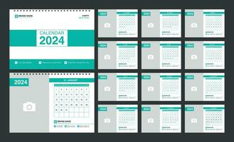 skrivbord kalender 2024 mall design, år planerare uppsättning vektor