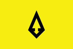 minimal och kreativ första brev en pil logotyp mall på gul bakgrund vektor