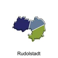 Rudolstadt Stadt Karte Illustration Design, Welt Karte International Vektor Vorlage bunt mit Gliederung Grafik