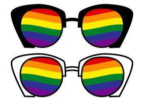 Sonnenbrille mit LGBT-Transgender-Flagge. Schwulenstolz. LGBT-Community. Gleichberechtigung und Selbstbestätigung. Aufkleber, Aufnäher, T-Shirt-Druck, Logo-Design. Vektor