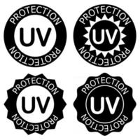 Symbole für den UV-Schutz. Desinfektion mit UV-Licht. ultraviolette keimtötende Bestrahlung. Abzeichen für Sonnenschutz-Kosmetikprodukte. Oberflächenreinigung und Schutz. Glyphe-Symbol. Vektor